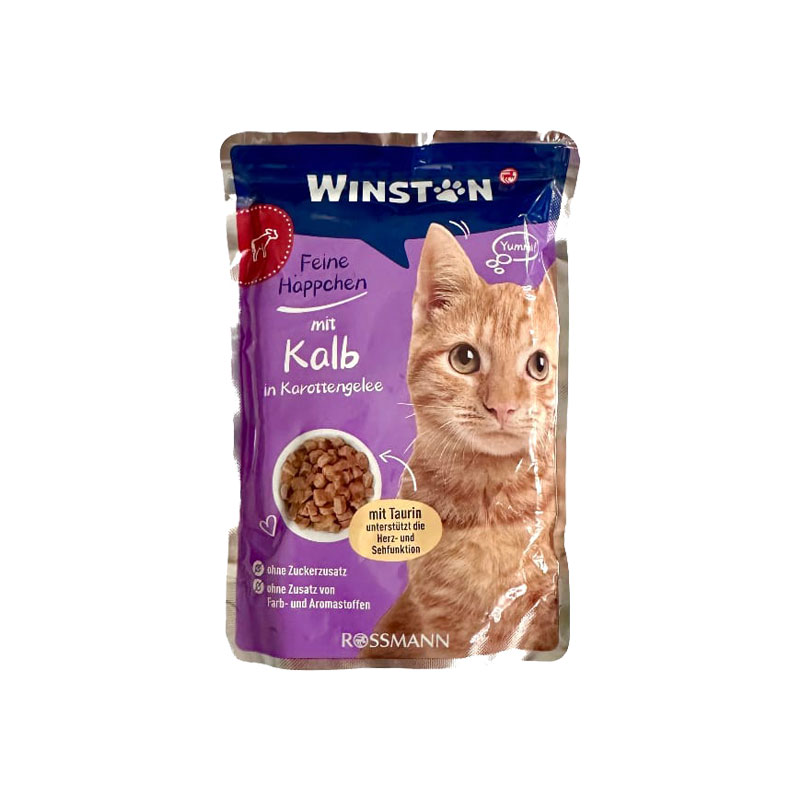 پوچ گربه وینستون با طعم گوشت در ژله